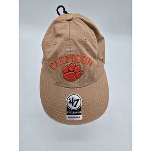 Clemson 47 Clean Up Adjustable Dad Hat With Embroidered Paw Logo